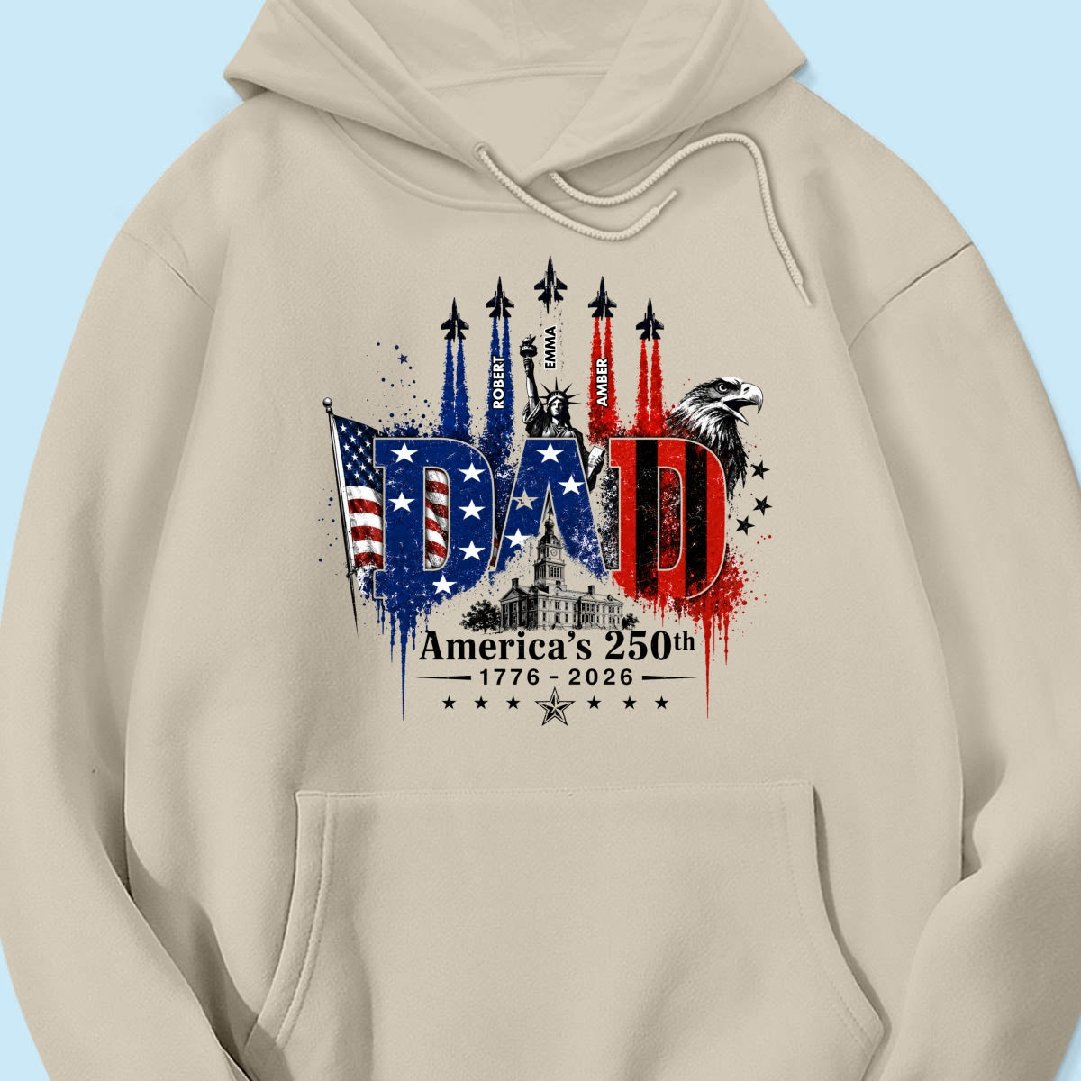 Patriotic Grandpa USA 250th Anniversary - Personalized Shirt - Father's Day Gift For Dad, Grandpa, Husband