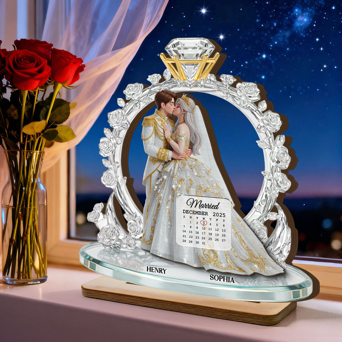 The Eternal Ring of Love - Personalized 2-Layered Wooden Plaque - Valentine's Gift For Him, For Her, For Couple