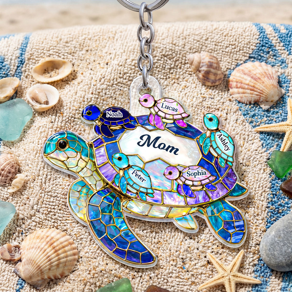 Mom Grandma Sea Turtle - Personalized Acrylic Keychain - Mother's Day Gift for Her