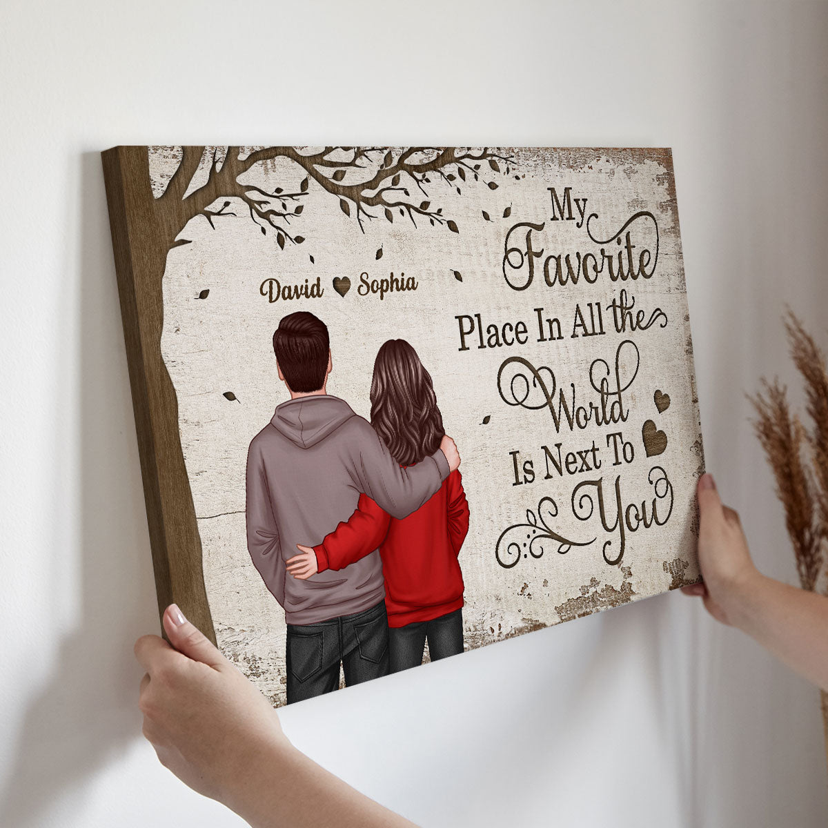 Favorite Place In The World Couple Back View - Personalized Canvas - Anniversary Gift For Him, Gift For Her