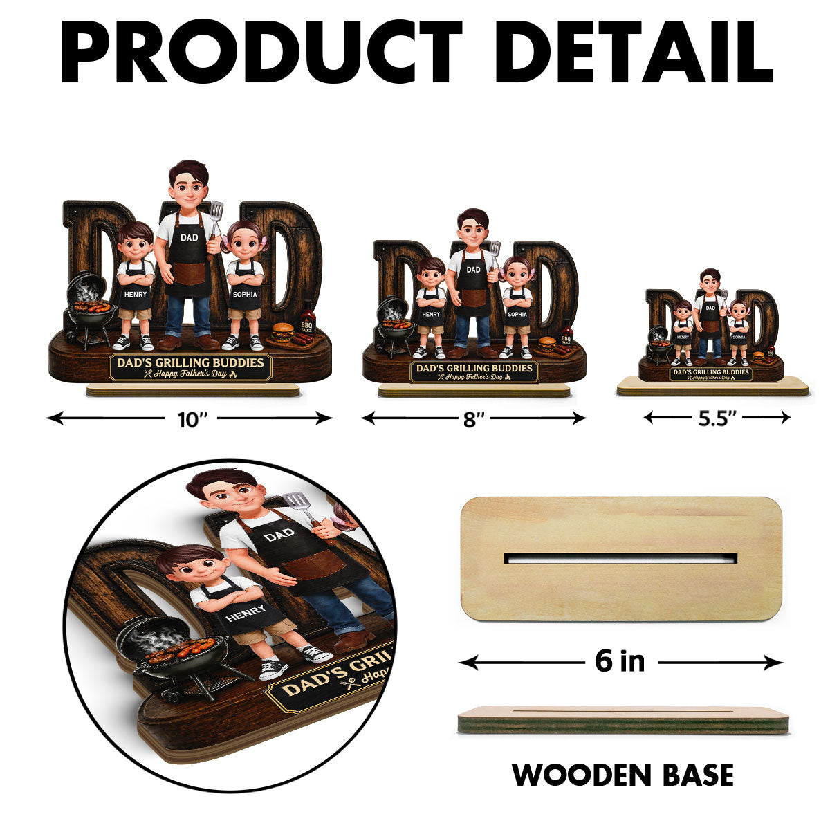 BBQ King Of The Grill Dad - Personalized Wooden Plaque -  Gift For Dad, Husband