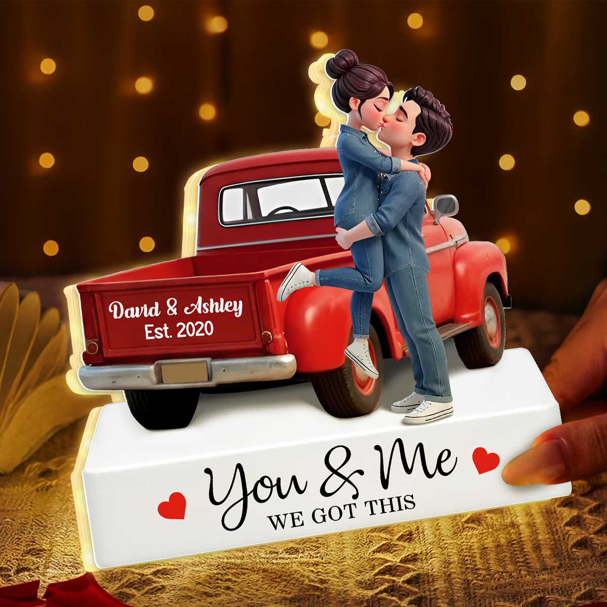 Romantic Couple Pickup Truck You & Me We Got This - Personalized Light Box - Valentine's Day Gift For Couple, Farmhouse Decor