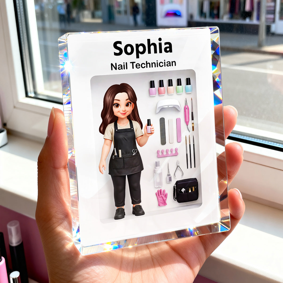 Nail Technician 3D Action Figure - Personalized Acrylic Block Plaque - Gift for Nail Technician