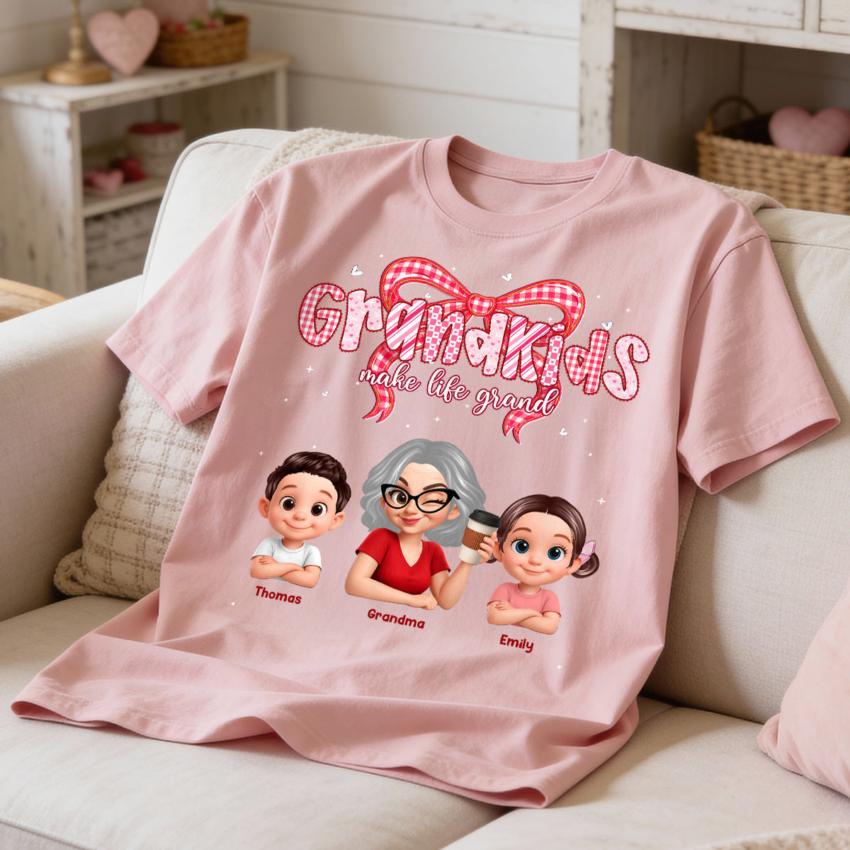 Valentine's Day Grandma Grandkids Make Life Grand - Personalized Shirt - Valentine's Day Gift For Grandma