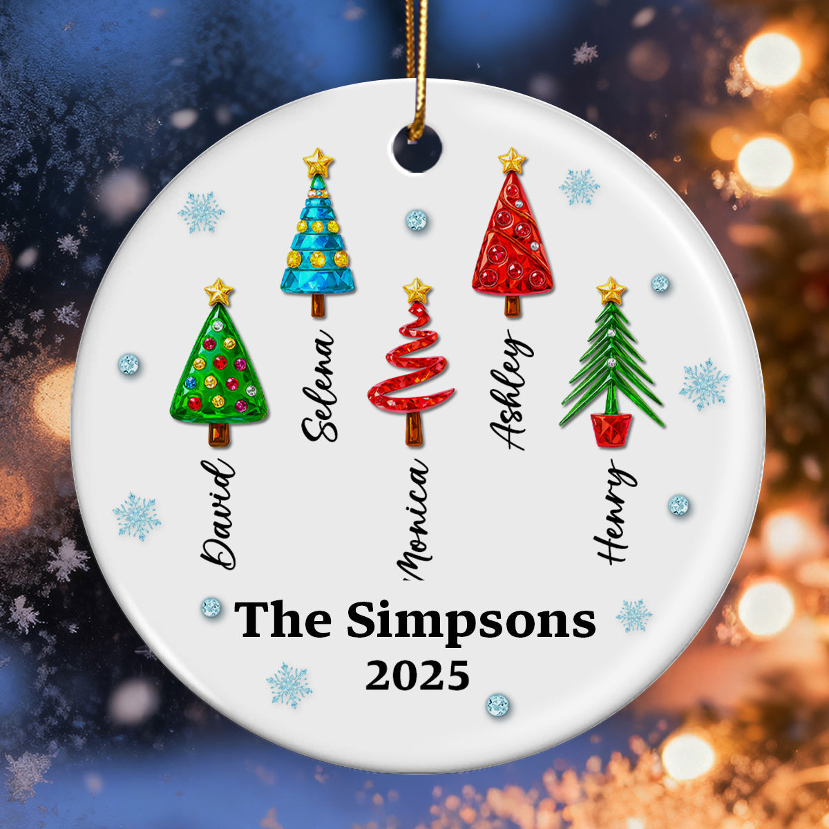 Family Name 3D Crystal Effect Christmas Tree - Personalized Ceramic Ornament - Christmas Gift for Family