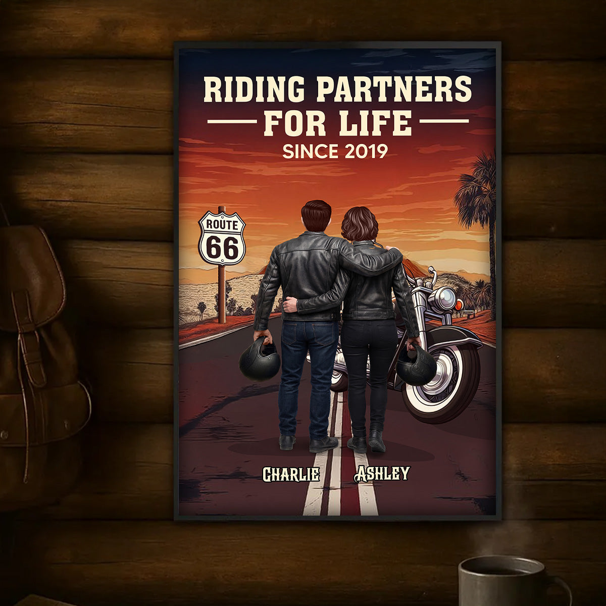 Eternal Love Biker Couple Riding Partners For Life - Personalized Poster - Heartfelt Valentine's Day Gift, Anniversary Gift For Couple, Bikers, Gift For Him, For Her