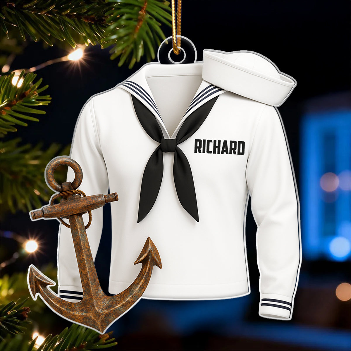 Sail with Courage & Pride – Personalized Acrylic Ornament – Appreciation Gift for Navy Heroes