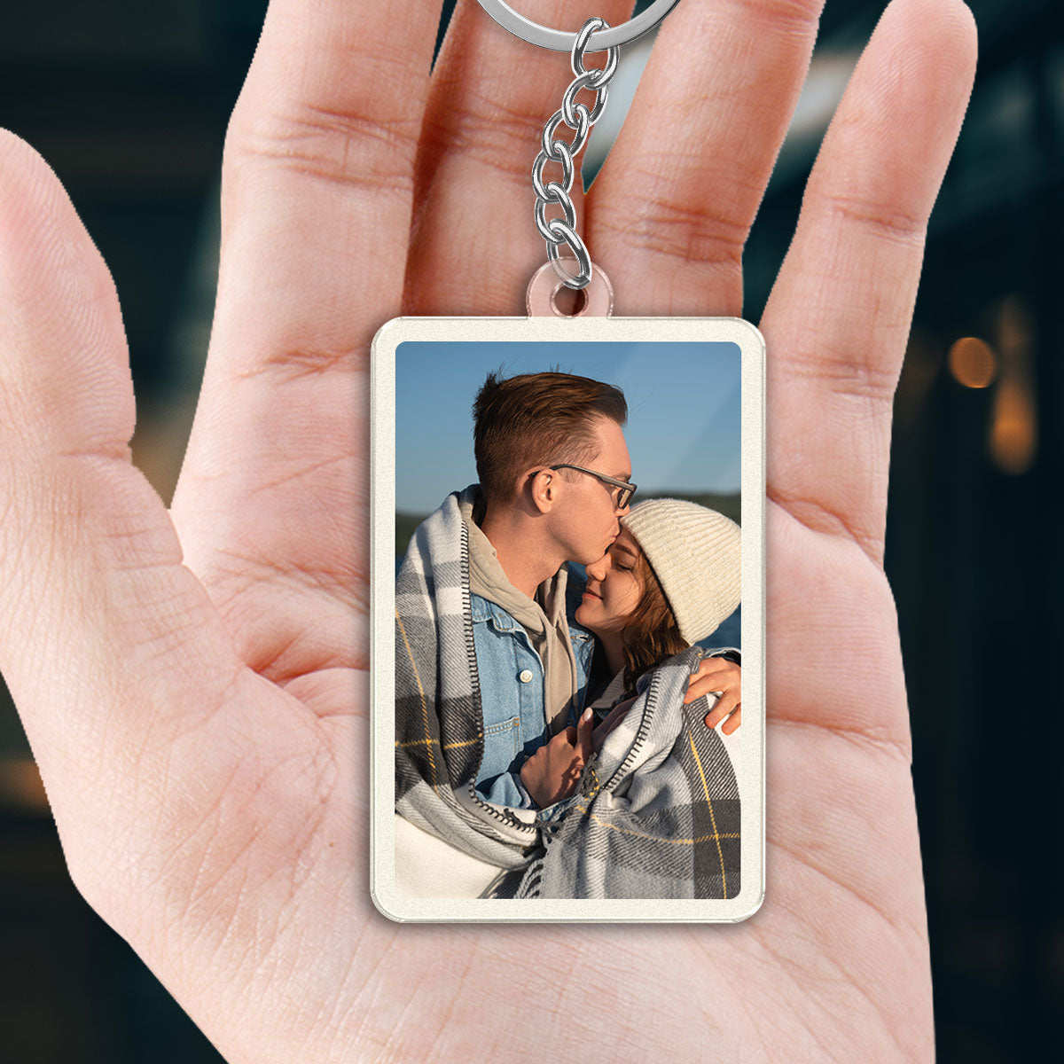 Love You More Game Card Couple Custom Photo - Personalized Acrylic Keychain - Valentine's Day Gift, Anniversary Gift For Him, For Her