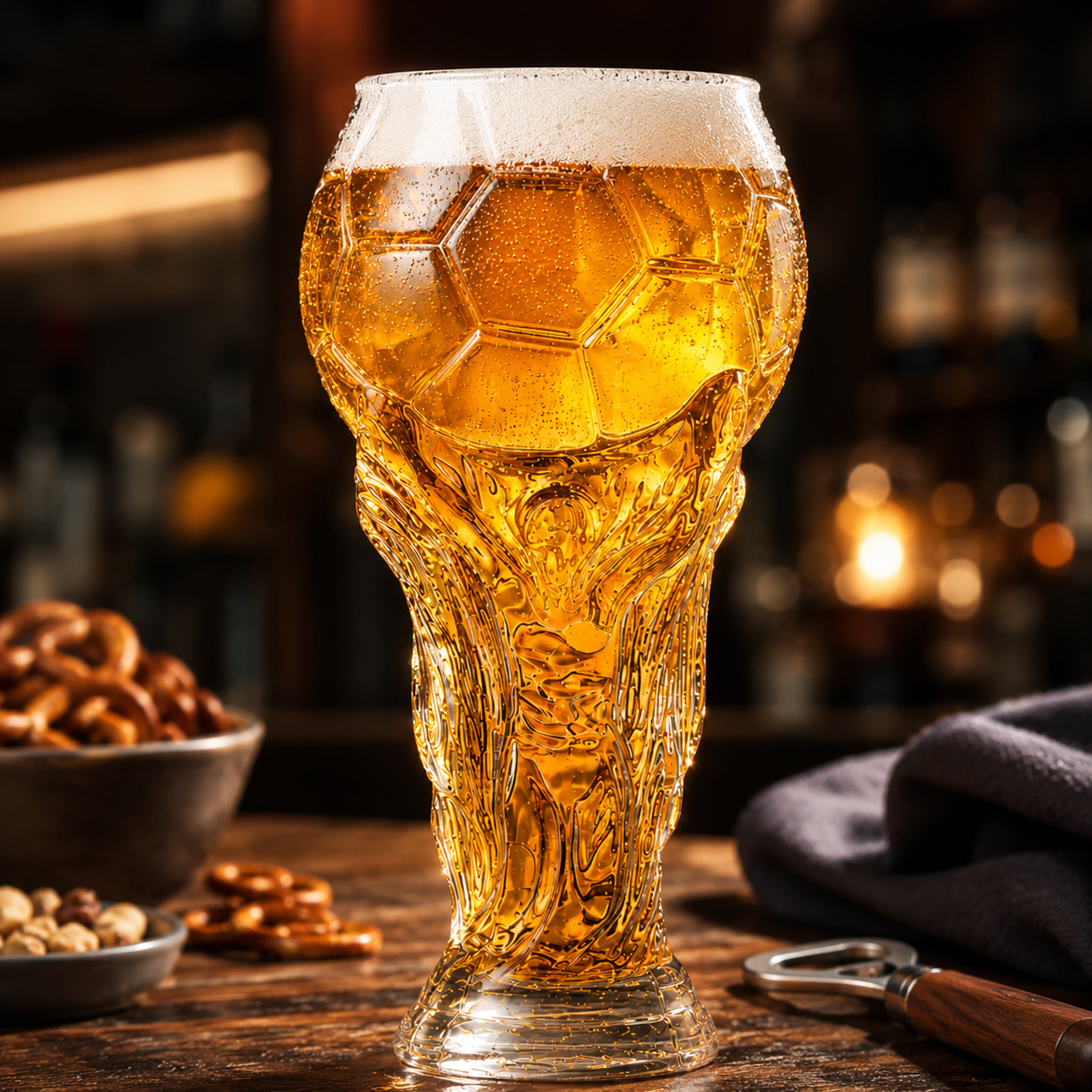 Football Trophy Beer Glass, Match Day Beer Glass, Birthday Gift for Him, Gift for Dad