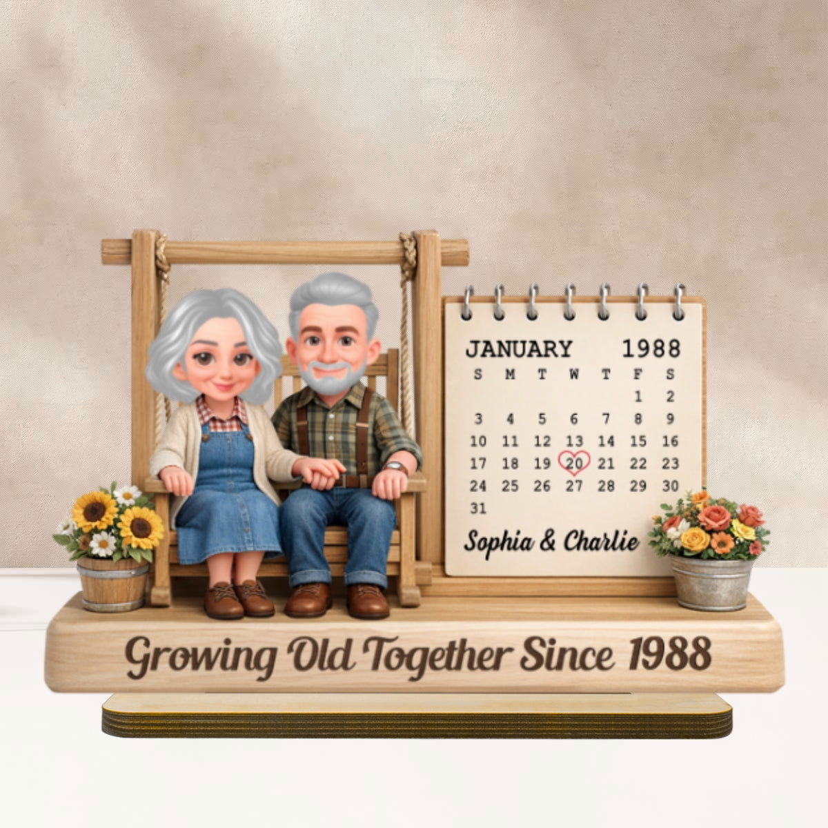 Couple Growing Old Together - Personalized Wooden Plaque - Sentimental Anniversary Gift for him, for her