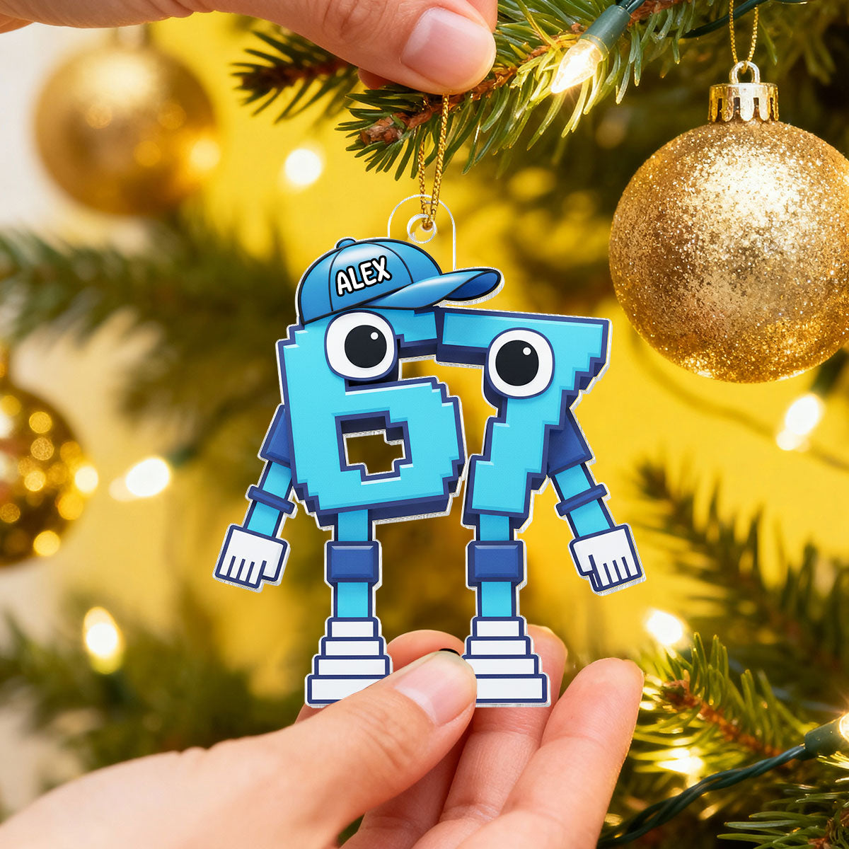 3D Effect 67 Brain Rot Christmas Ornament – Personalize Funny Roblox Style Kid Gift