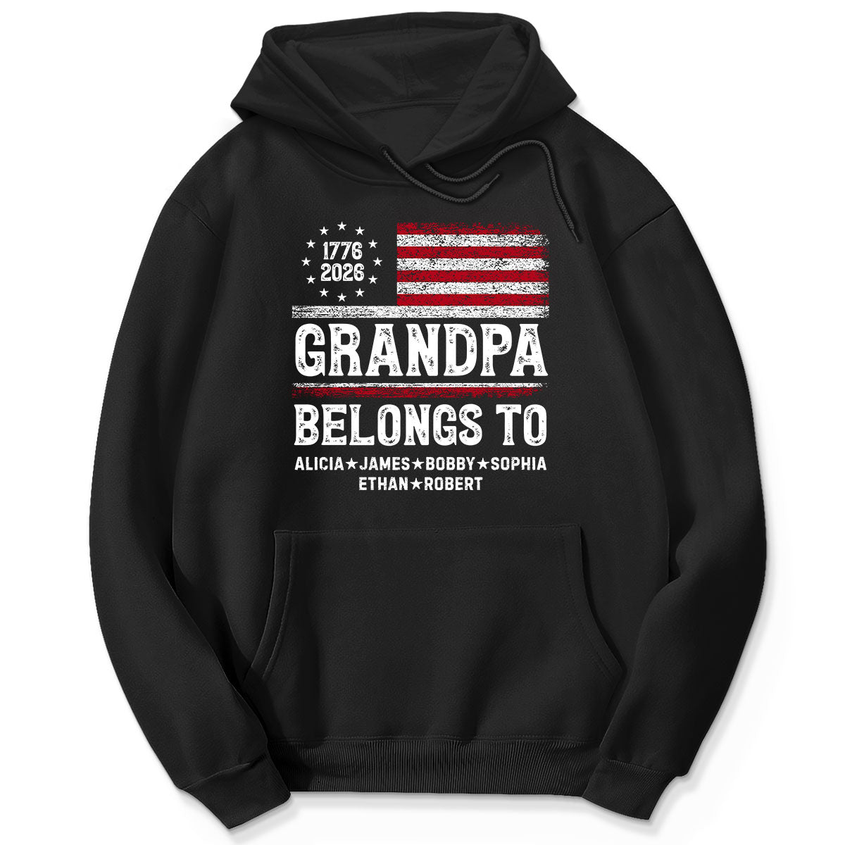 Proud American Grandpa Custom Kids Names Nation Flag American 250th Anniversary - Personalized Shirt - Father's Day Gift For Dad, Grandpa
