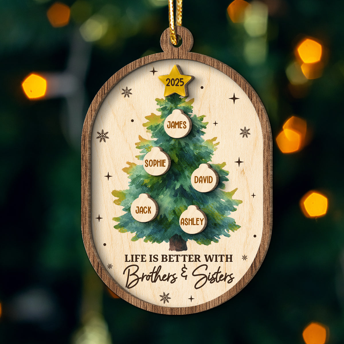 Siblings Forever Christmas Tree Ornaments - Personalized Wooden Ornament - Christmas Gift for Siblings