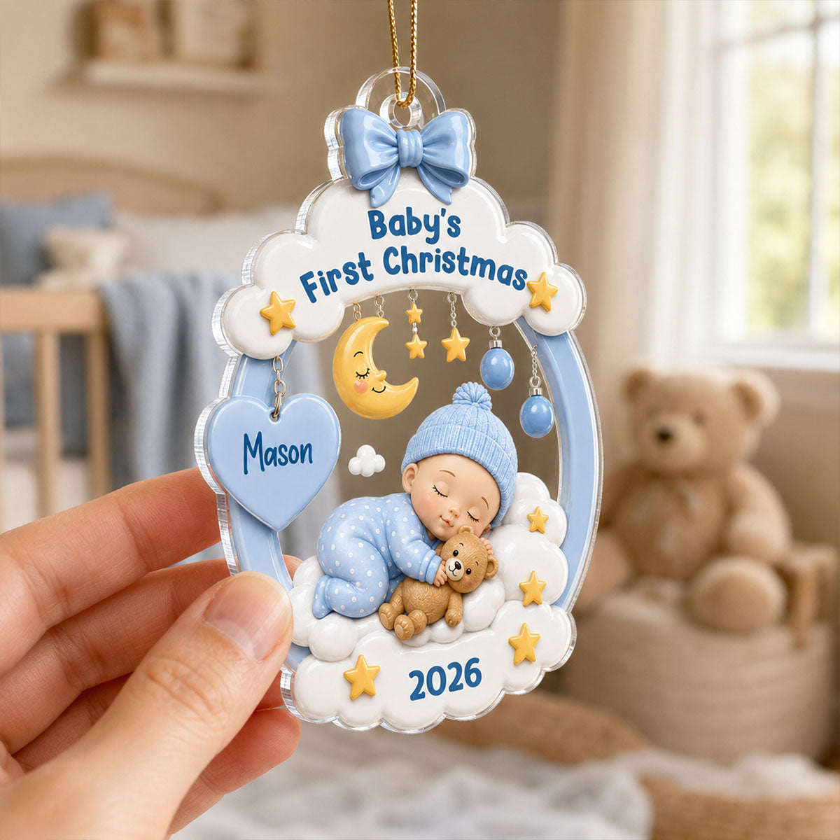 Baby’s First Christmas Sleeping Baby 2D Flat – Personalized Acrylic Ornament - Christmas Keepsake