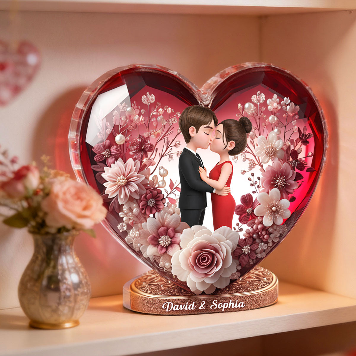Eternal Love Heart - Personalized Acrylic Block Plaque - Anniversary, Valentine's Day Gift, Gift For Him, Gift For Her