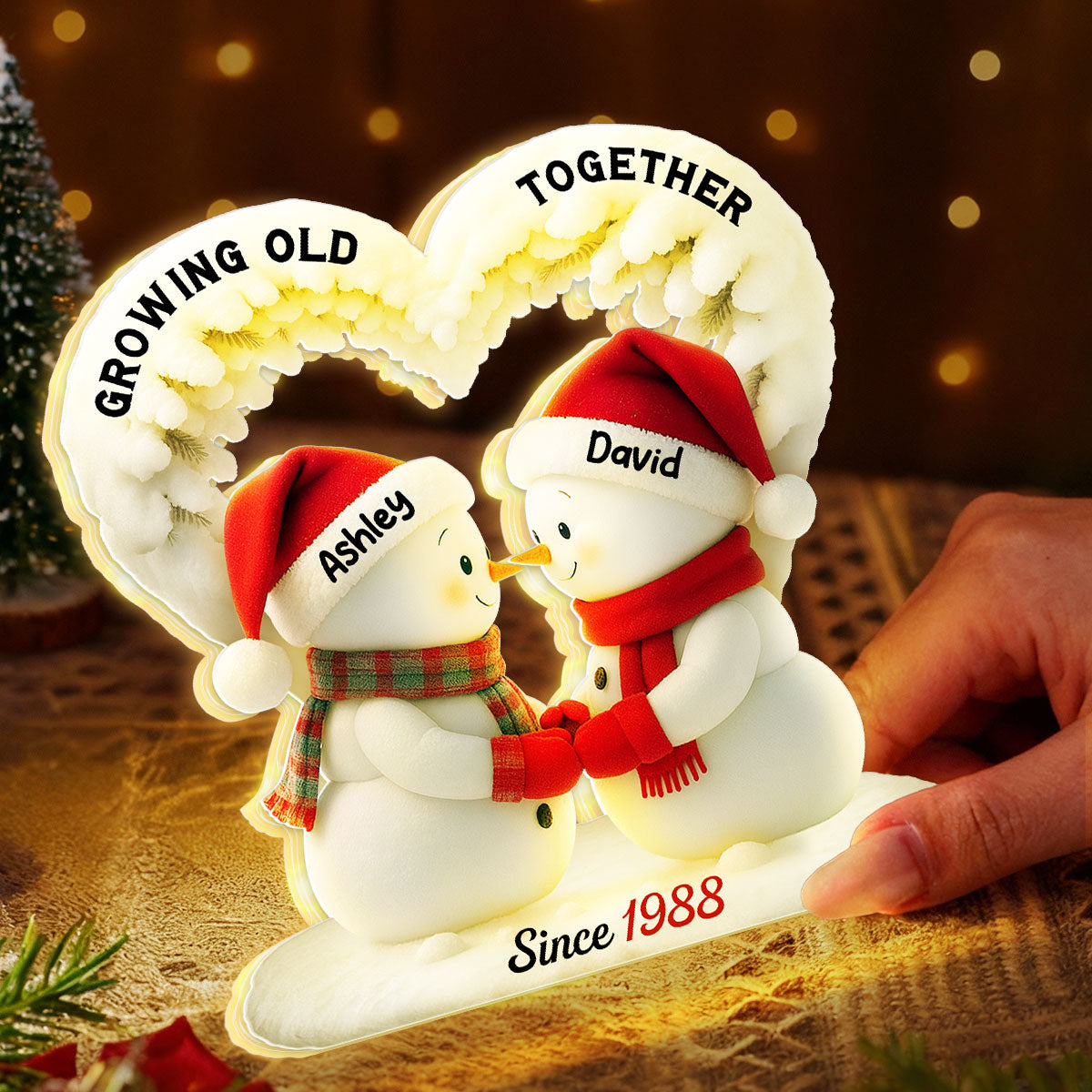 Snowmen Couple From Our First Kiss Till Our Last Breath - Personalized Light Box - Christmas Gift for Couples