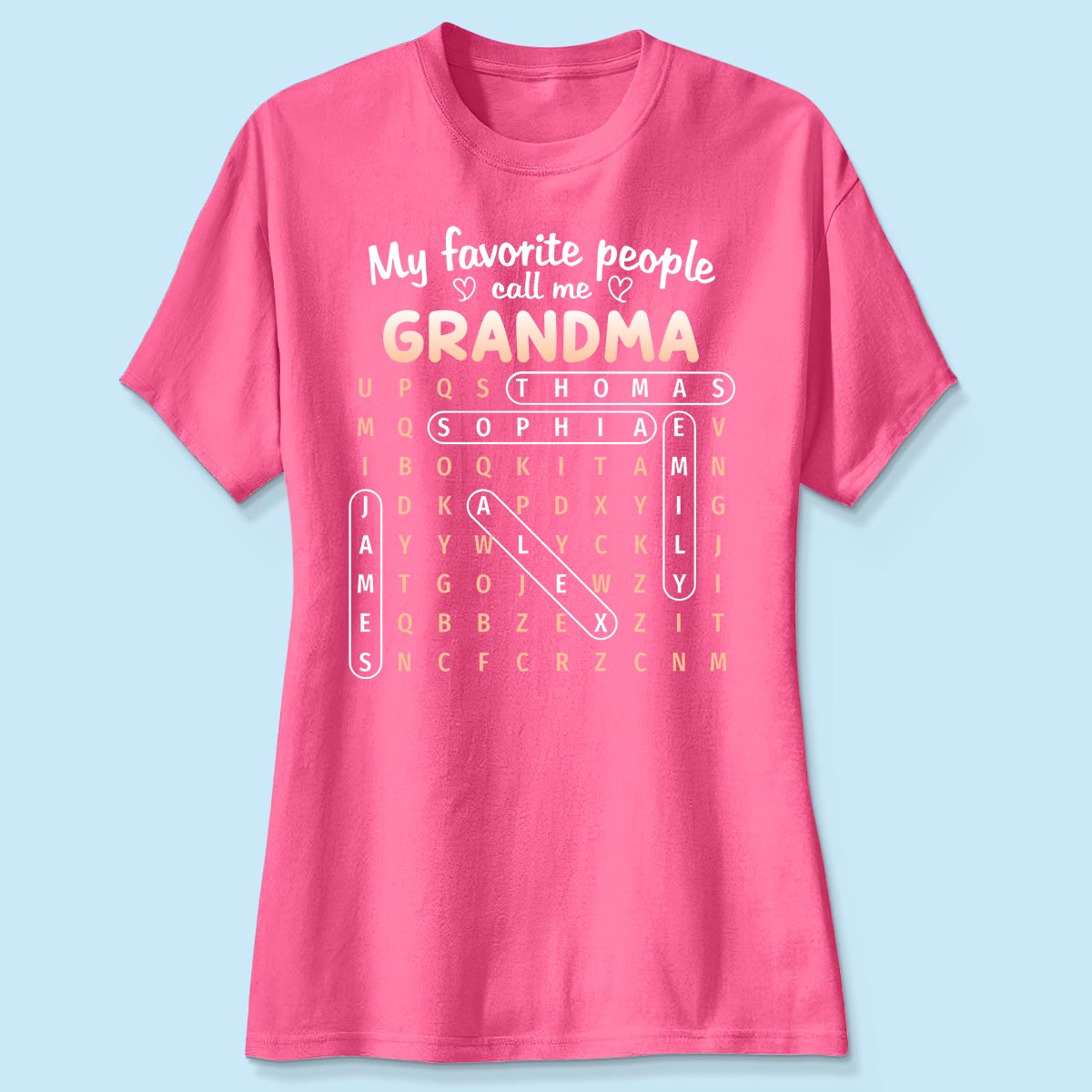 Favorite People Call Me Grandma Word Search Puzzle - Personalized Shirt - Mother's Day Gift For Grandma