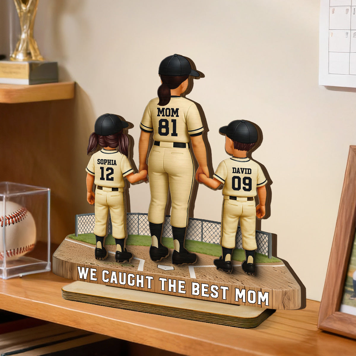 Mommy's Baseball Dream Team - Personalized 2-Layered Wooden Plaque - Mother's Day Gift For Baseball Mom