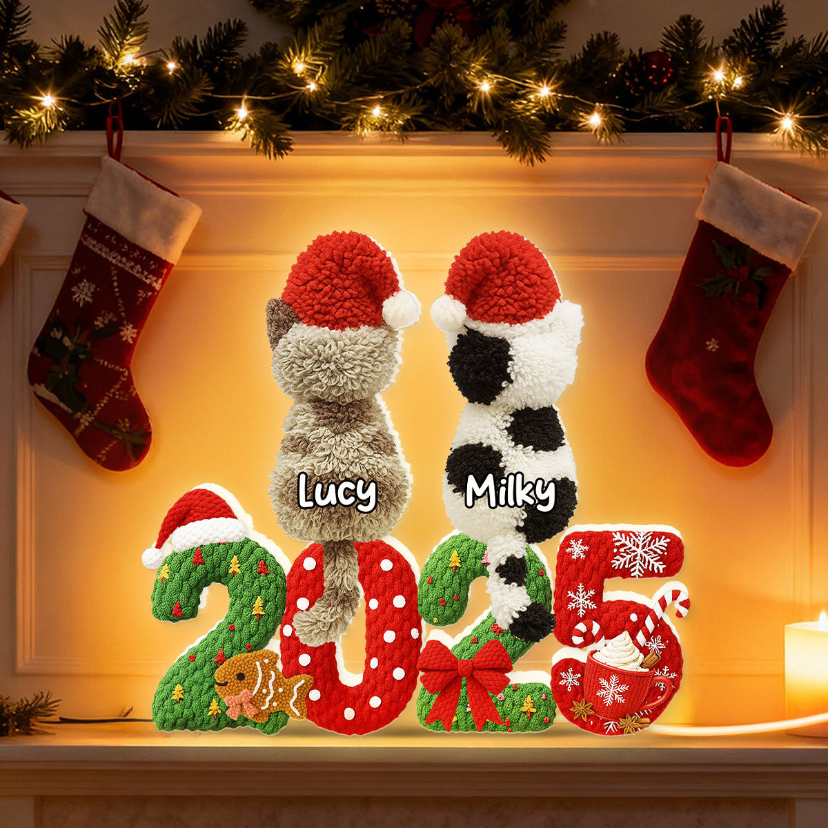 2025 Cat Lovers Latch Hook Yarn Faux - Personalized Light Box - Christmas Gift for Cat Moms, Cat Dads