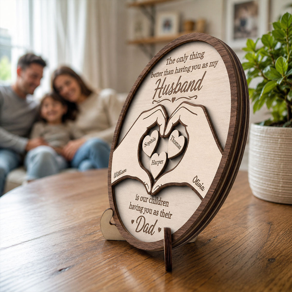 The Only Thing Having You As My Husband Hearts in Hands - Personalized 2-Layered Wooden Plaque -  Gift For Husband