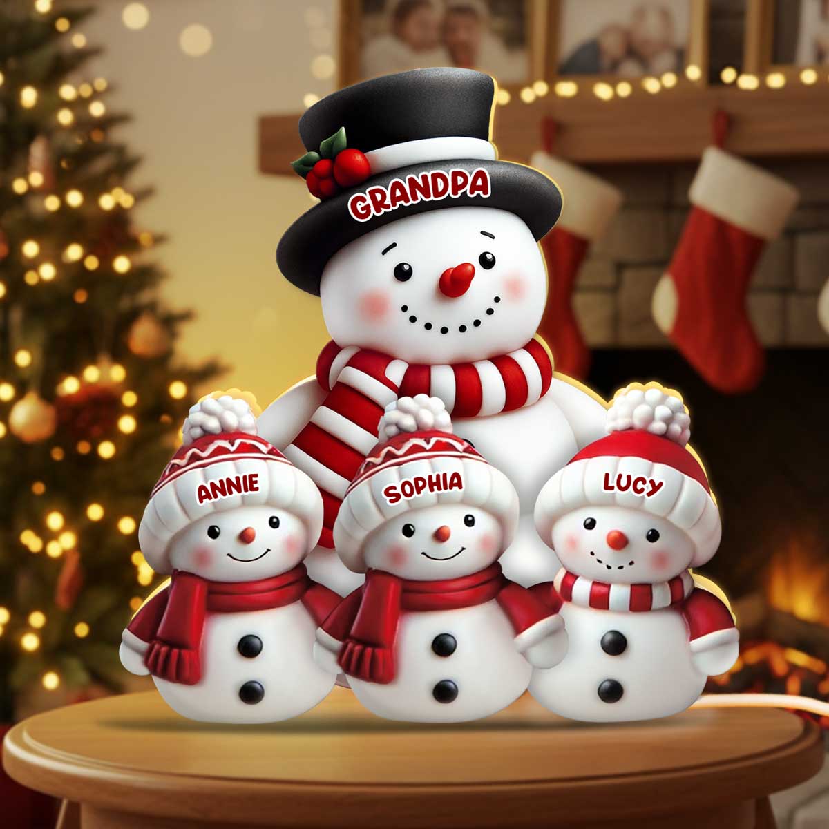 Cute Snowman 2D Flat Printed - Personalized Light Box - Christmas Decor For Family, Grandma, Grandpa