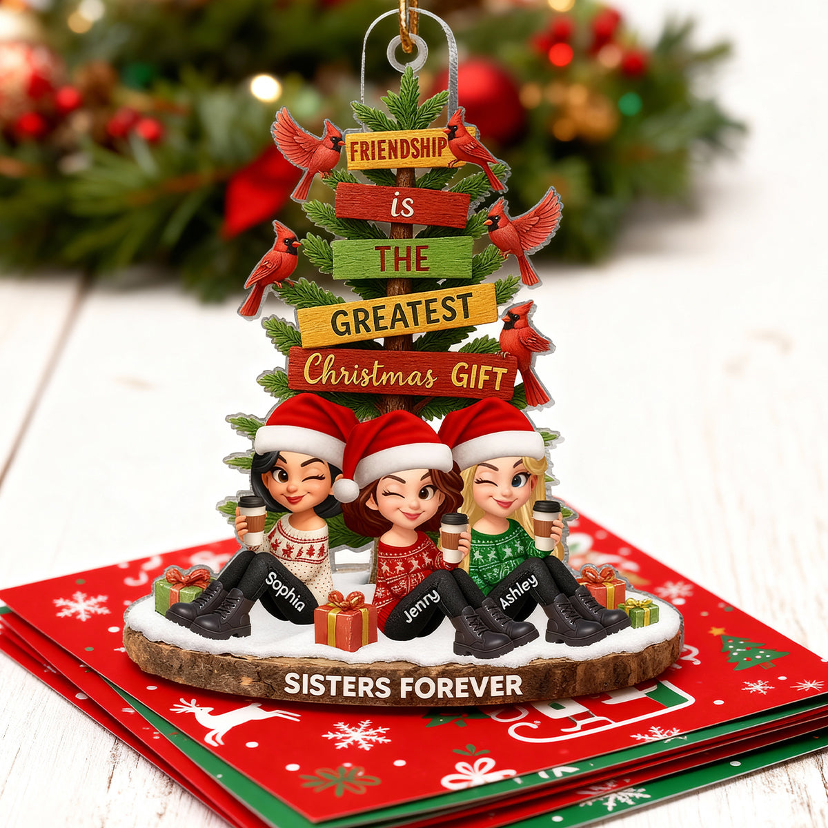 Friendship Is The Greatest Christmas Gift - Personalized Acrylic Ornament - Christmas Gift for Besties
