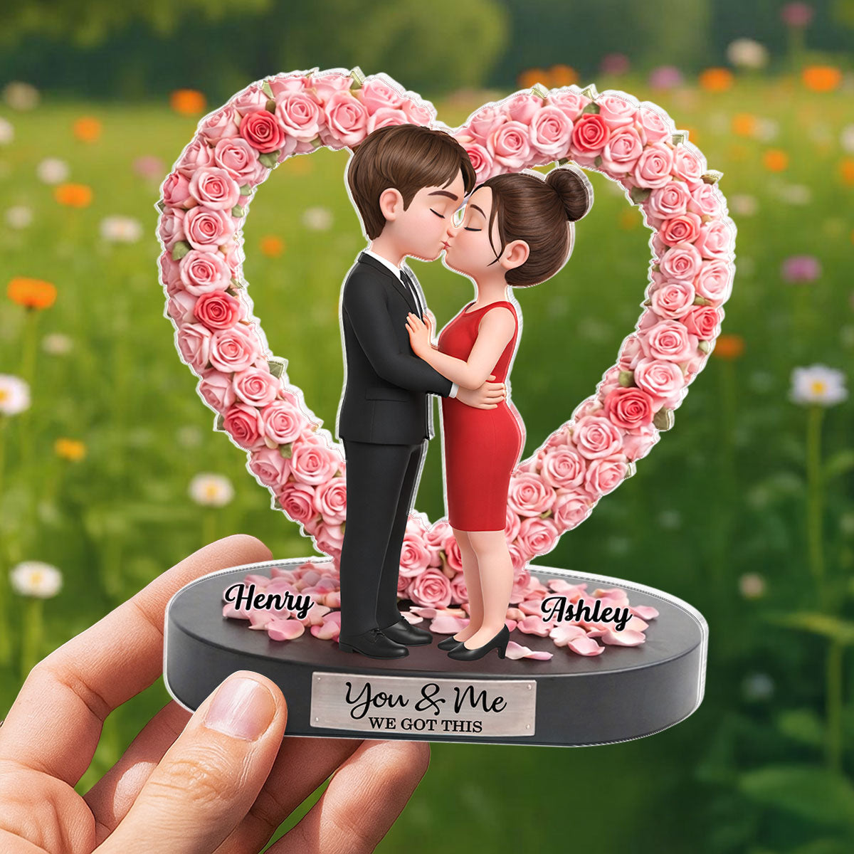 Love In Bloom - Personalized Acrylic Block Plaque - Anniversary, Valentine's Day Gift, Gift For Him, Gift For Her