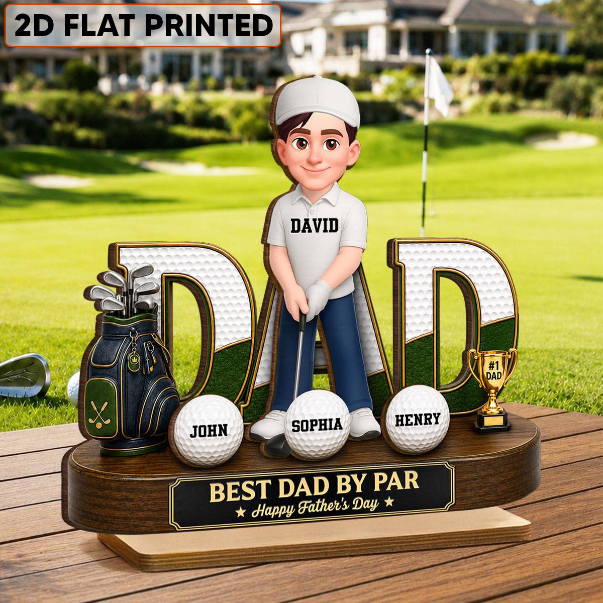 Golf Dad Legend Best Dad By Par - Personalized 2-Layered Wooden Plaque -  Gift For Dad