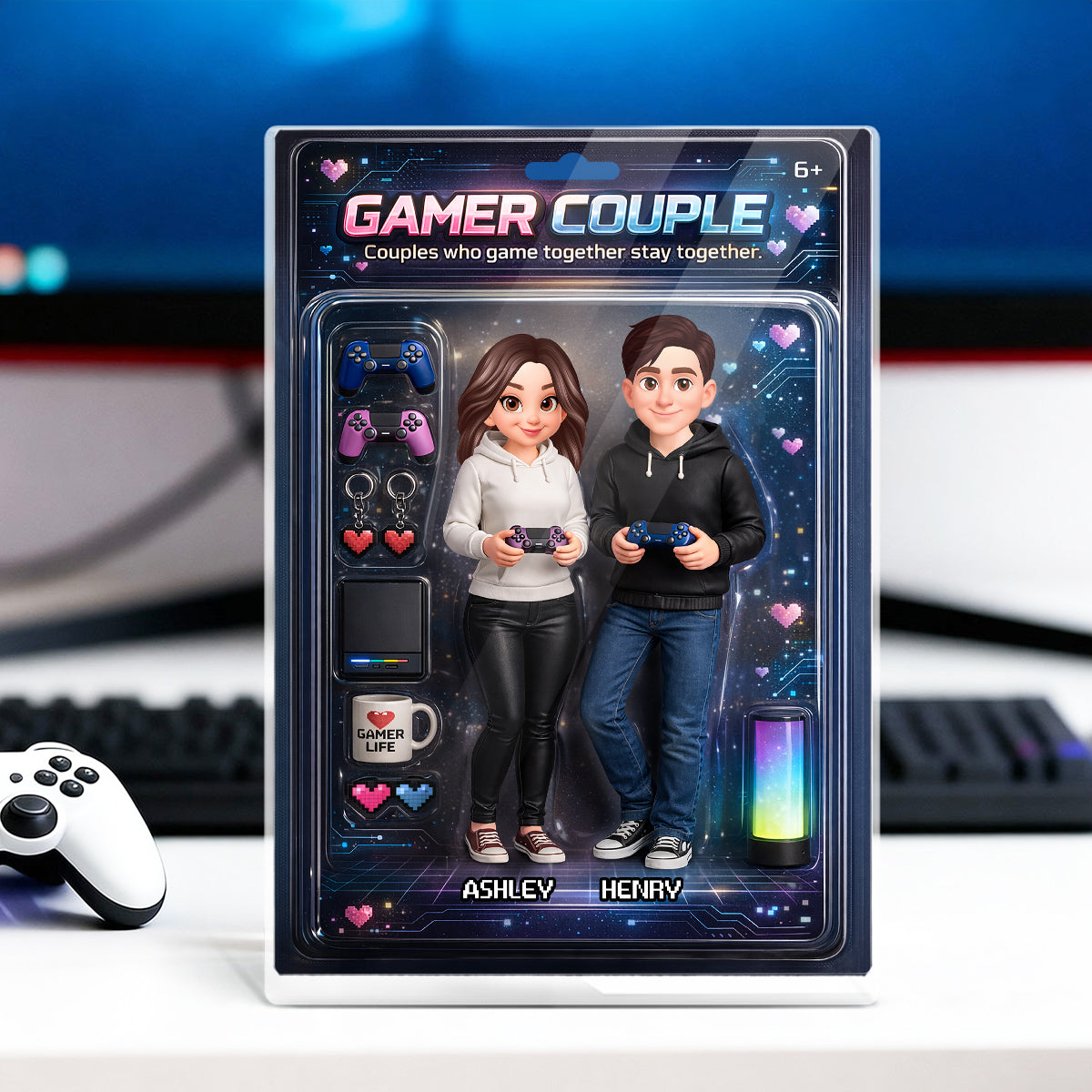Couples That Game Together Stay Together Custom Action Figure - Personalized Acrylic Block Plaque - Unique Gift for him, for her