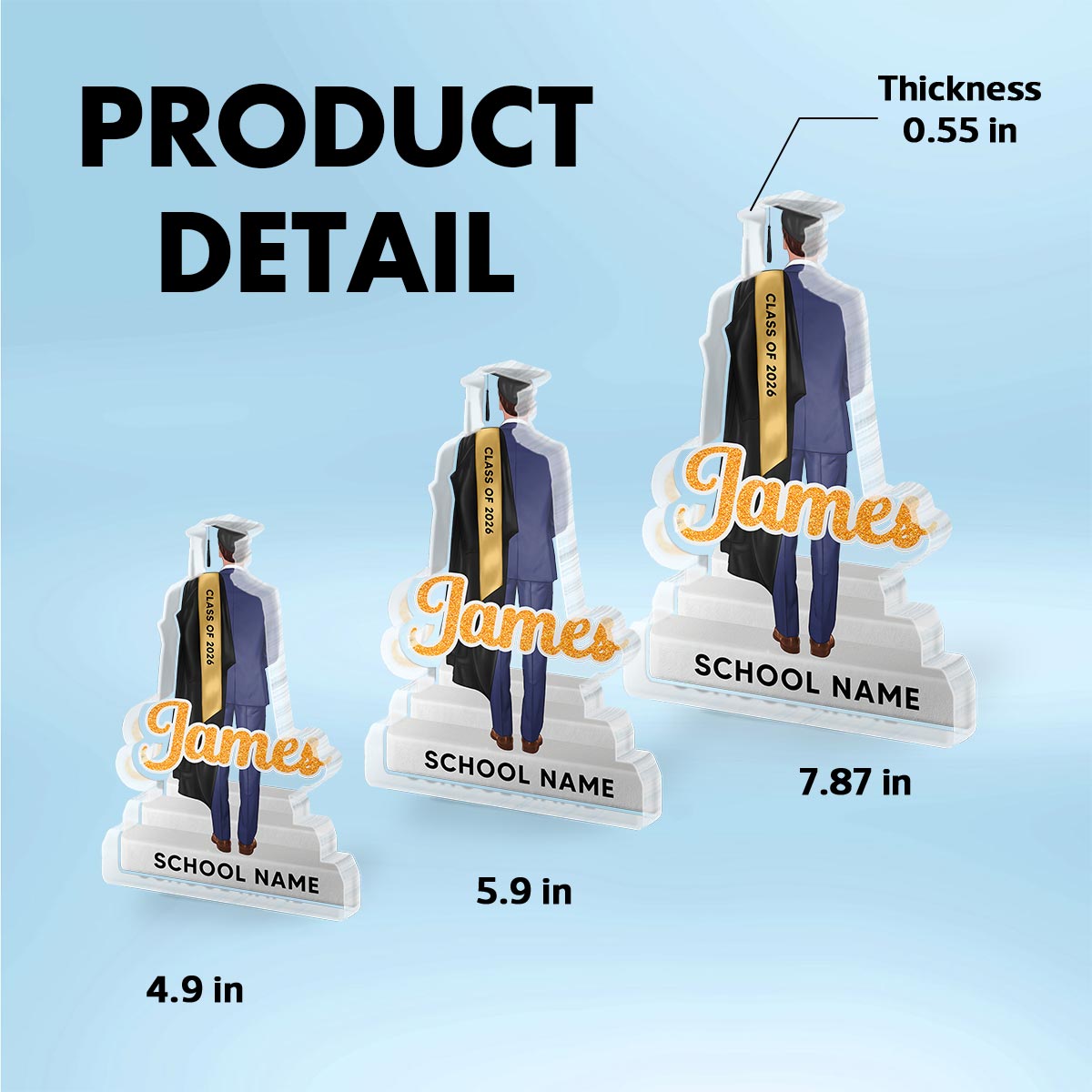 Senior Graduate Standing With Name Class Of 2026 2027 2D Flat - Personalized Acrylic Block Plaque - Graduation Gift For Graduates, Daughter, Son