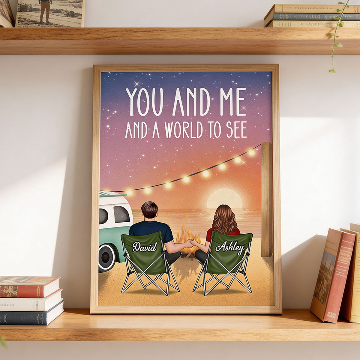 A World To See Couple Sitting At Beach - Personalized Poster - Heartfelt Valentine, Anniversary Gift For Him, For Her