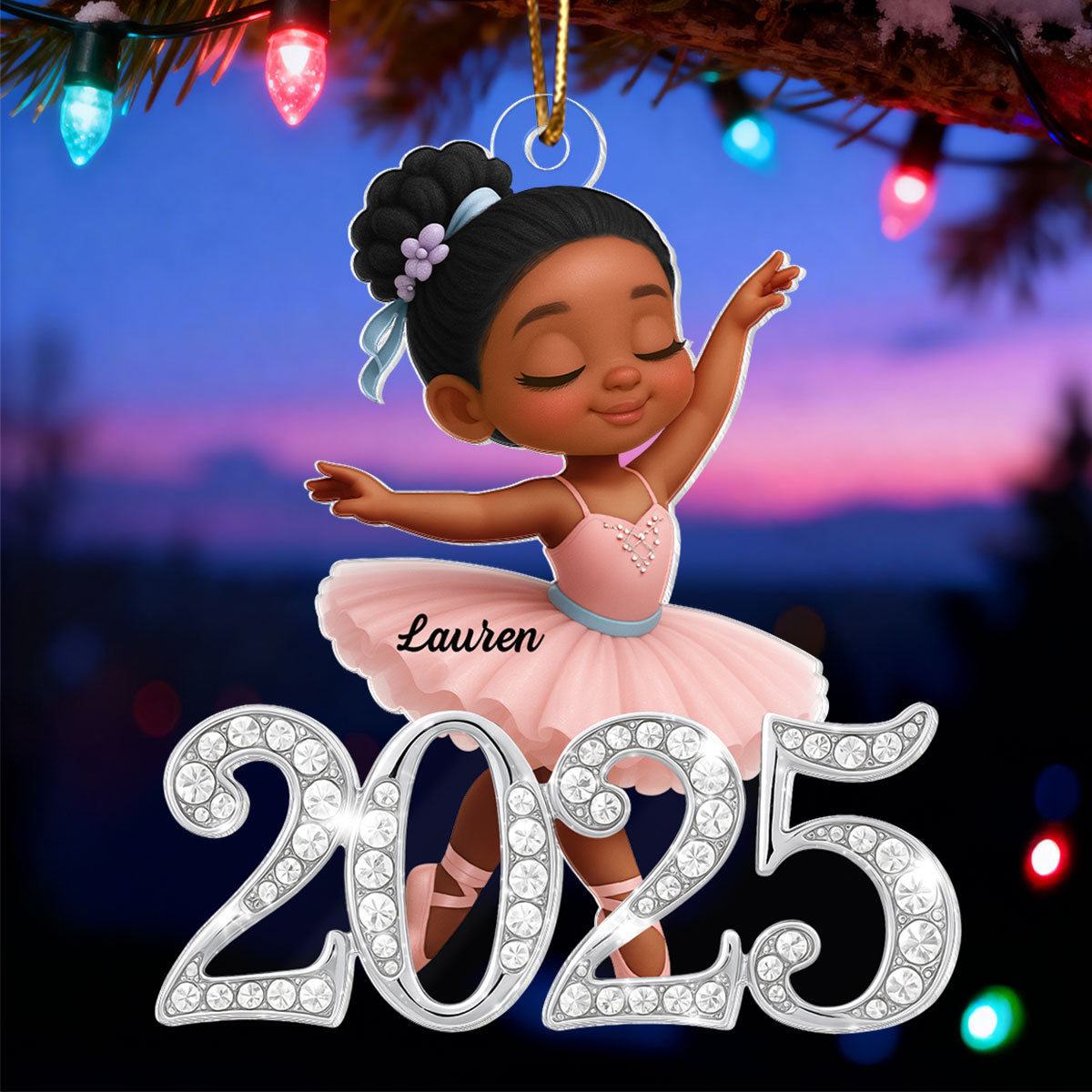 2025 Shining Effect Ballerina Girl - Personalized Acrylic Ornament - Christmas Gift for Kids, Grandkids