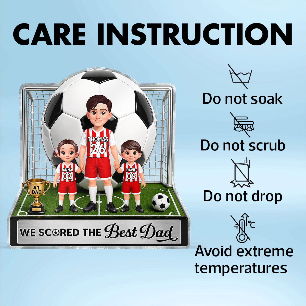 No 1 Soccer Dad And Kids We Scored The Best Dad 2D Flat Printed - Personalized Acrylic Block Plaque -  Gift For Dad, Husband, Soccer Football Fans