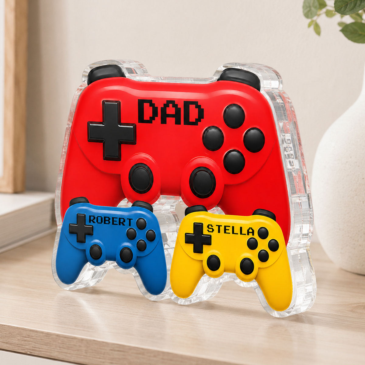 Gamer Dad Controllers - Personalized Acrylic Block Plaque -  Gift For Dad, Husband, Gamers