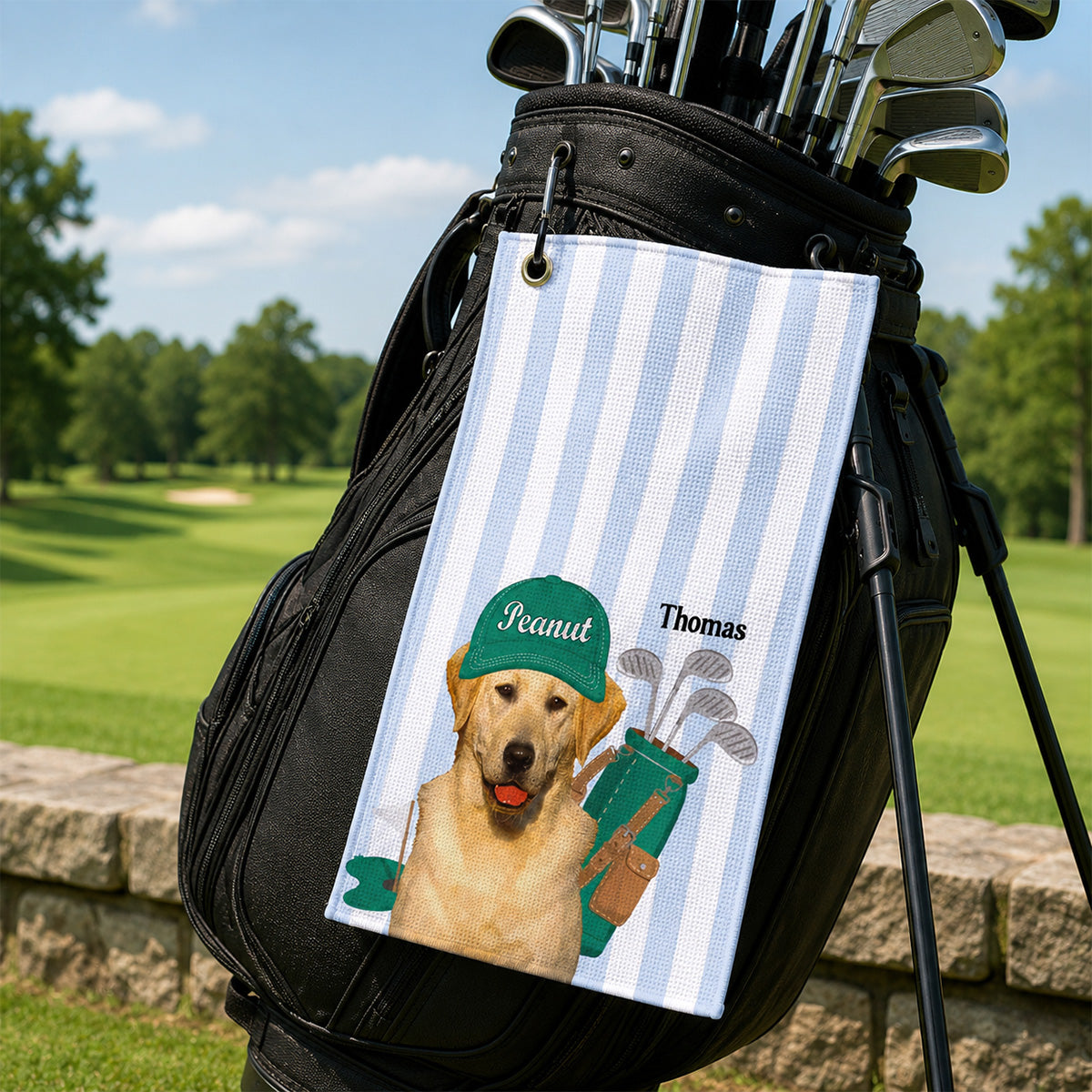 Dog Lover Golf Caddy Custom Pet Photo - Personalized Golf Towel - Father's Day Gift For Dog Lover