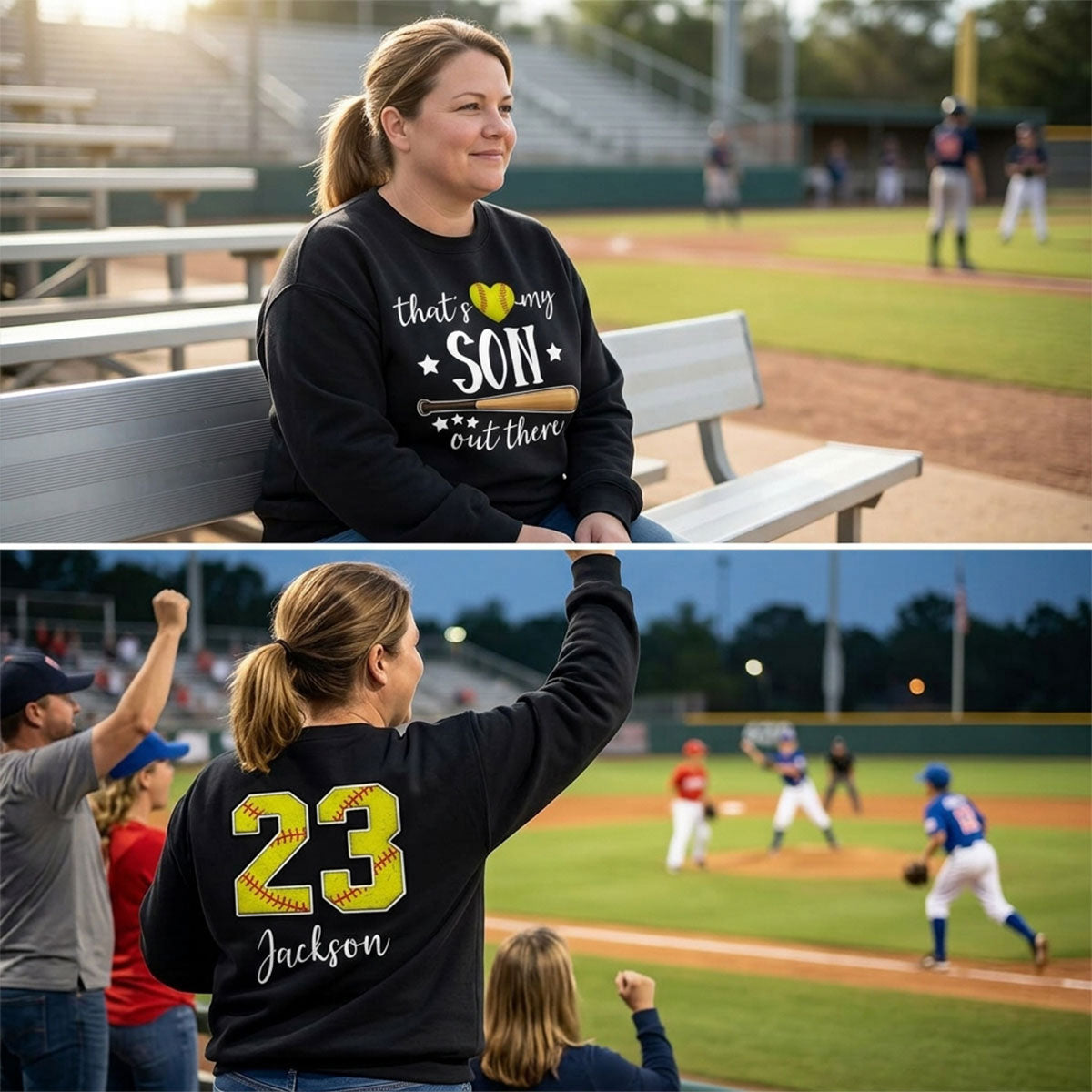 That's My Grandson Out There - Personalized Double Sided Shirt - Baseball Softball Grandma Mom