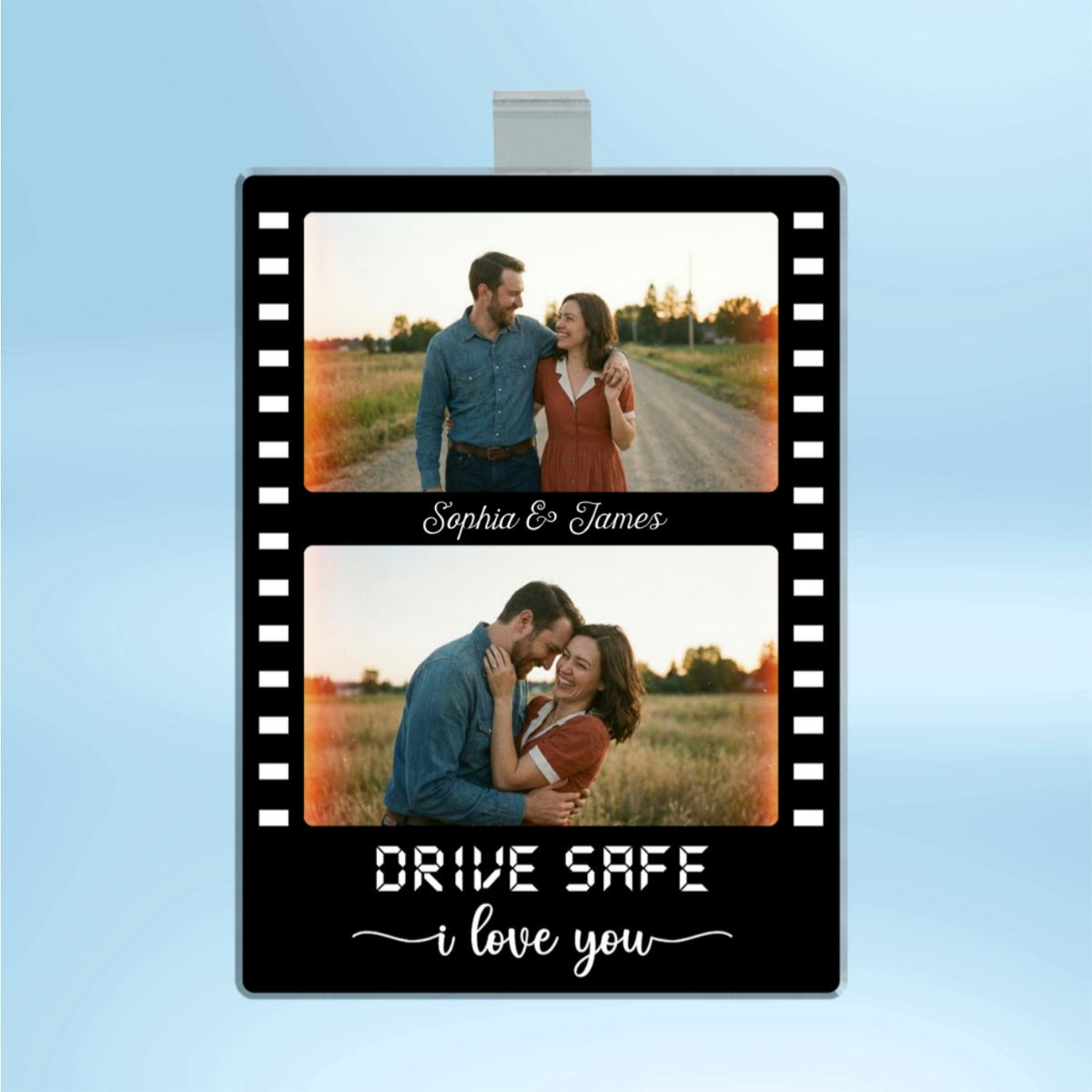 Drive Safe Couple Custom Photo Film Strip Style - Personalized Acrylic Car Visor - Gift For Him, Gift For Her
