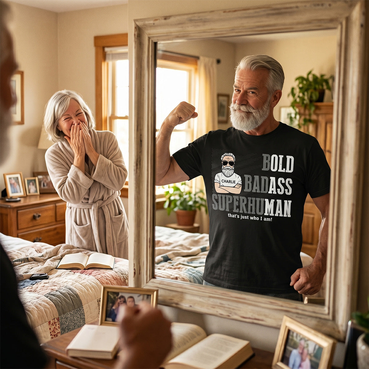 Bold Badass Superhuman Old Man - Personalized Shirt - Funny Father's Day Gift For Husband, Dad, Grandpa
