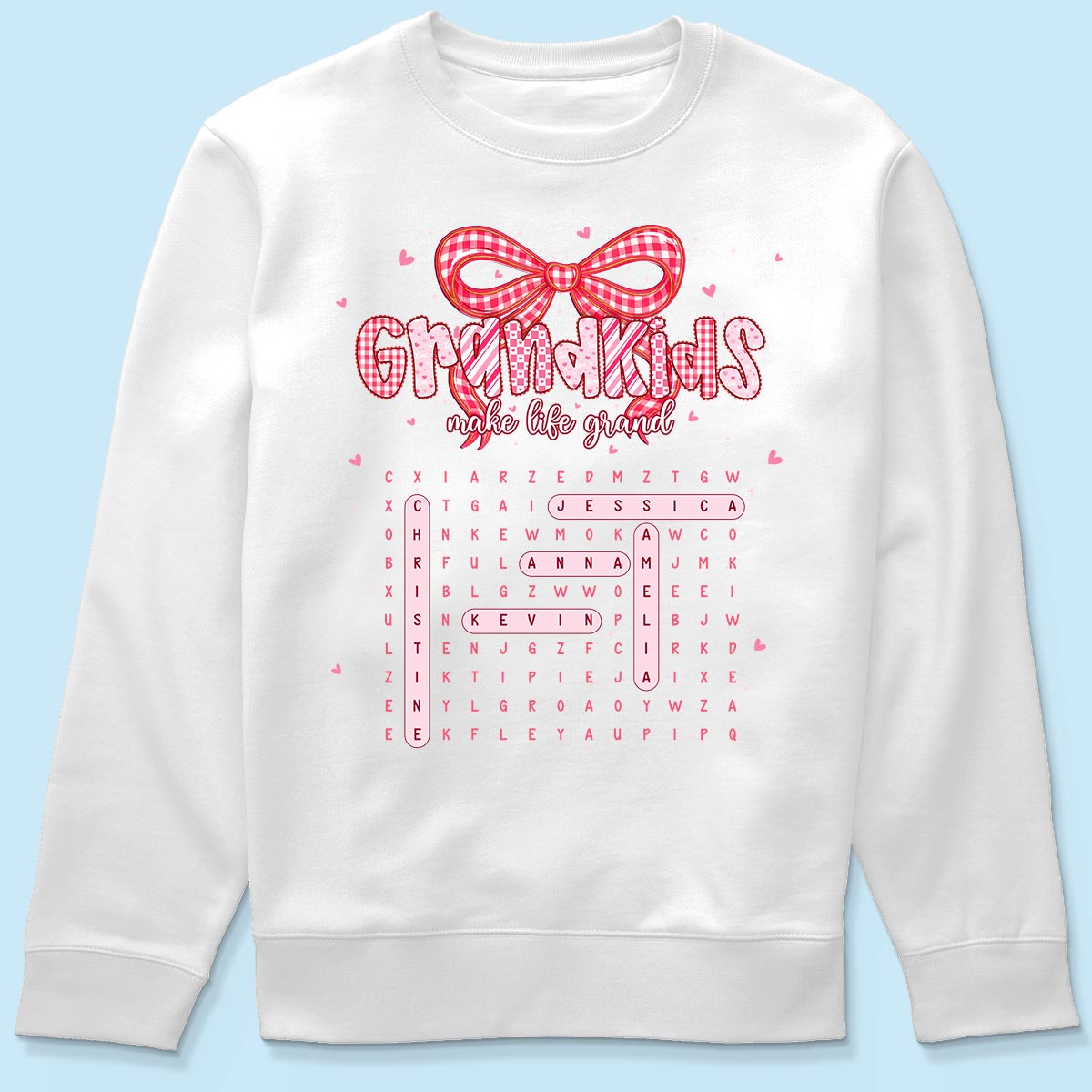 Grandkids Make Life Grand Preppy Word Search Puzzle - Personalized Shirt - Mother's Day Gift For Grandma Mom