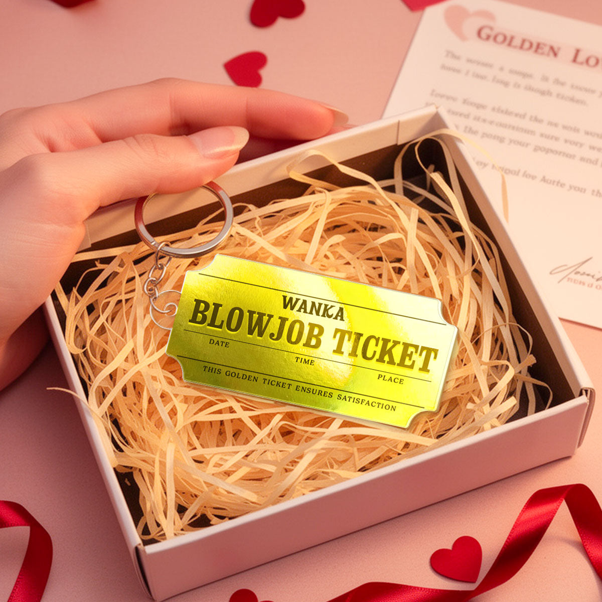 Golden Ticket Funny Valentine's Day Gift for him - Personalized Acrylic Keychain