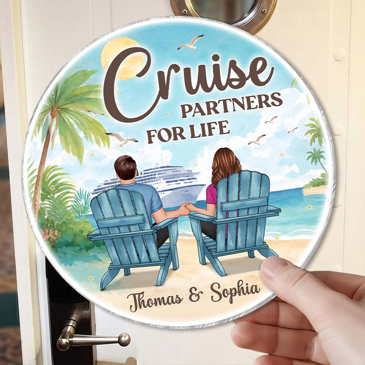 Not All Who Wander Are Lost Cruise Couple Back View - Personalized Cruise Cabin Door Magnet - Cruise Trip Keepsake