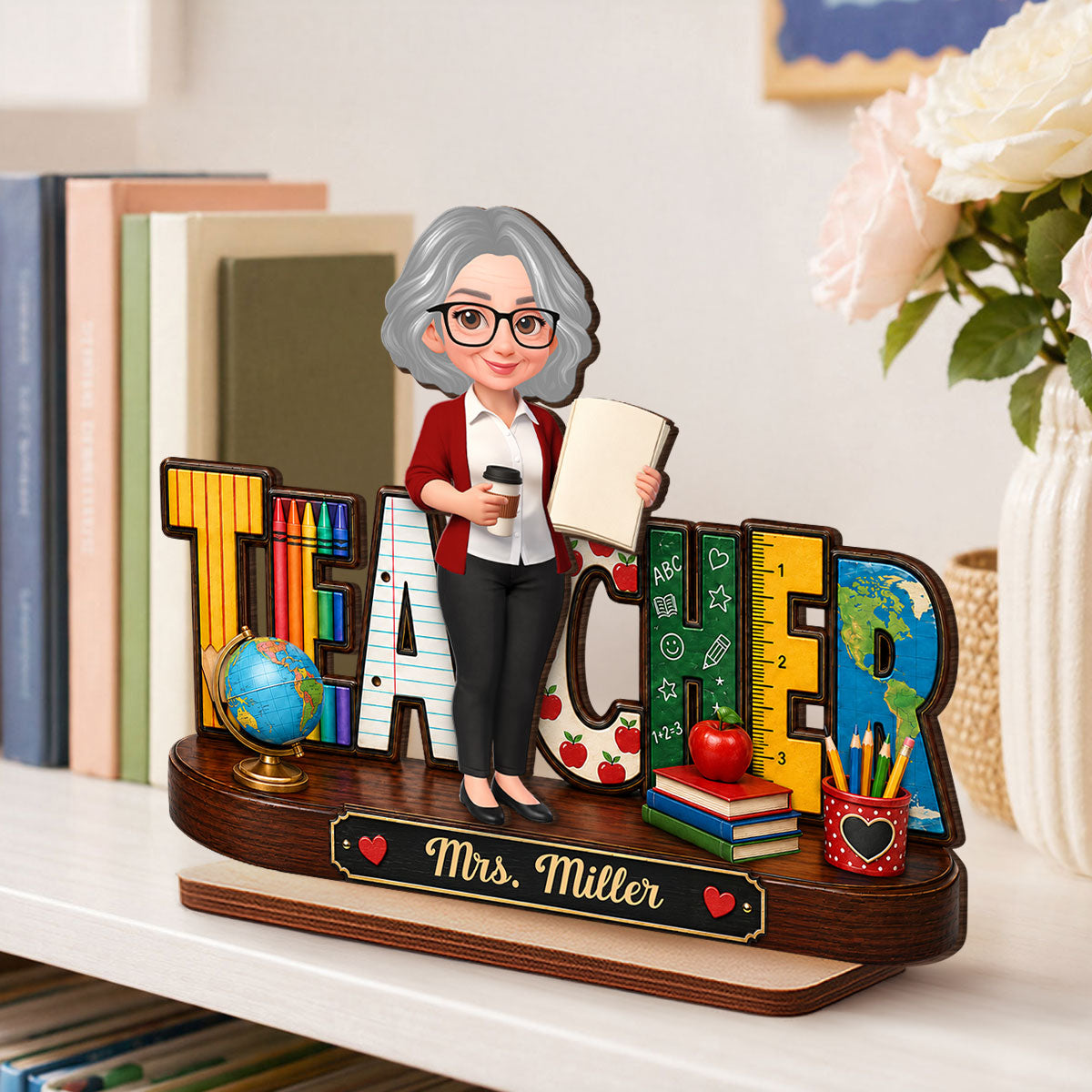 Cute Teacher Things - Personalized 2-Layered Wooden Plaque - Back To School Gift For Teacher, Classroom Decor