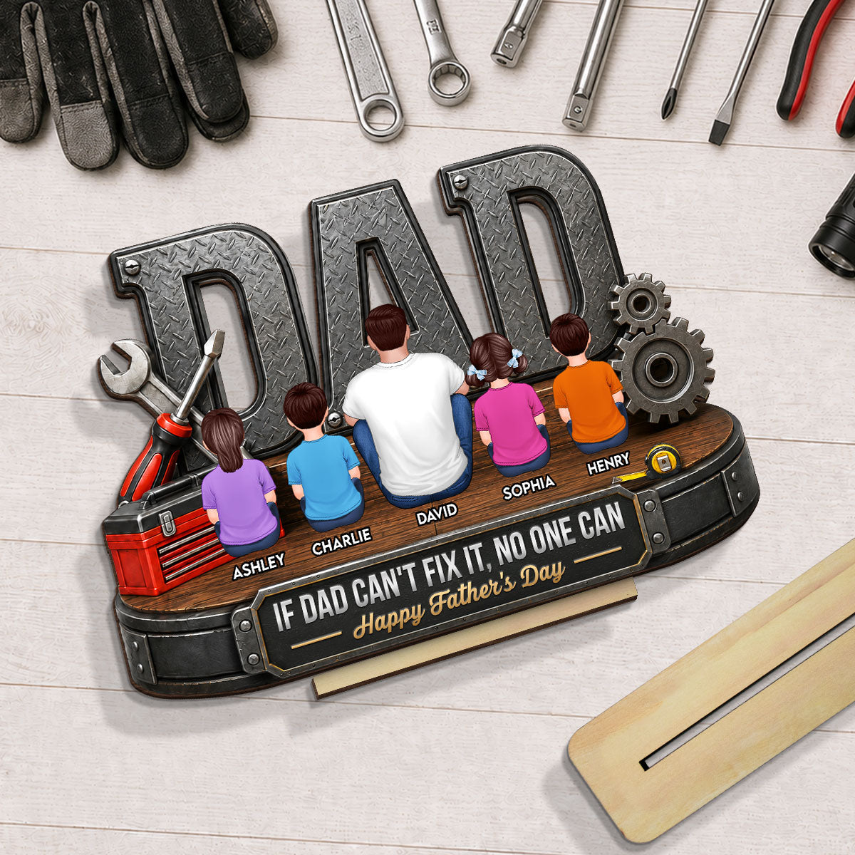 If Dad Can't Fix It No One Can - Personalized 2-Layered Wooden Plaque -  Gift For Dad, Husband, DIY Dad, Handyman