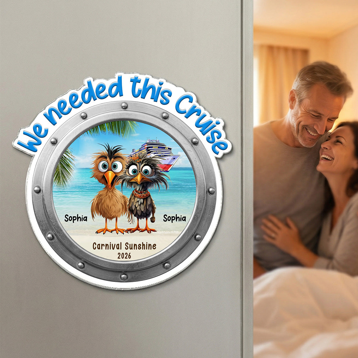 We Needed This Cruise Funny Whimsical Couple - Personalized Cruise Cabin Door Magnet - Cruise Trip Keepsake
