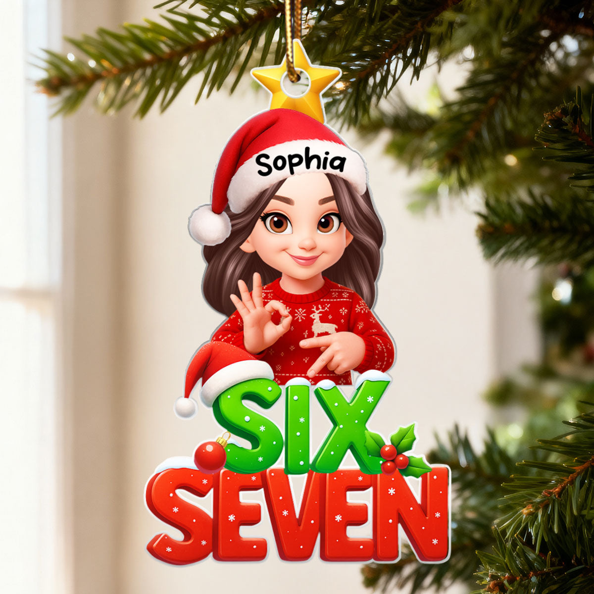 Funny Custom Six Seven 67 - Personalized Acrylic Ornament - Teen Slang Funny Tree Decor, Funny Teen Grandkid Gift