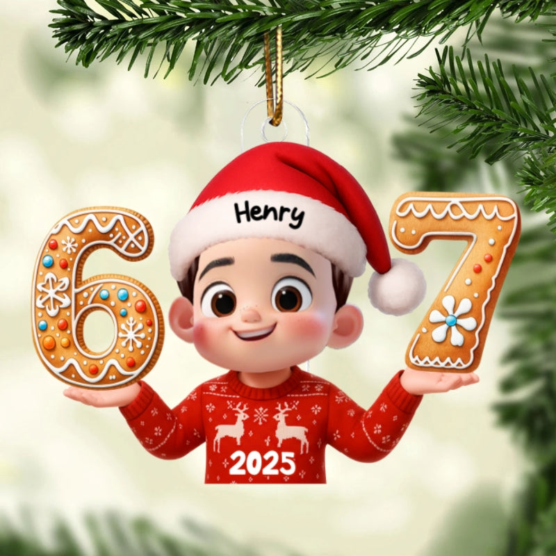 Funny Trendy Custom Six Seven 67 - Personalized Acrylic Ornament - Teen Slang Funny Tree Decor, Funny Teen Grandkid Gift