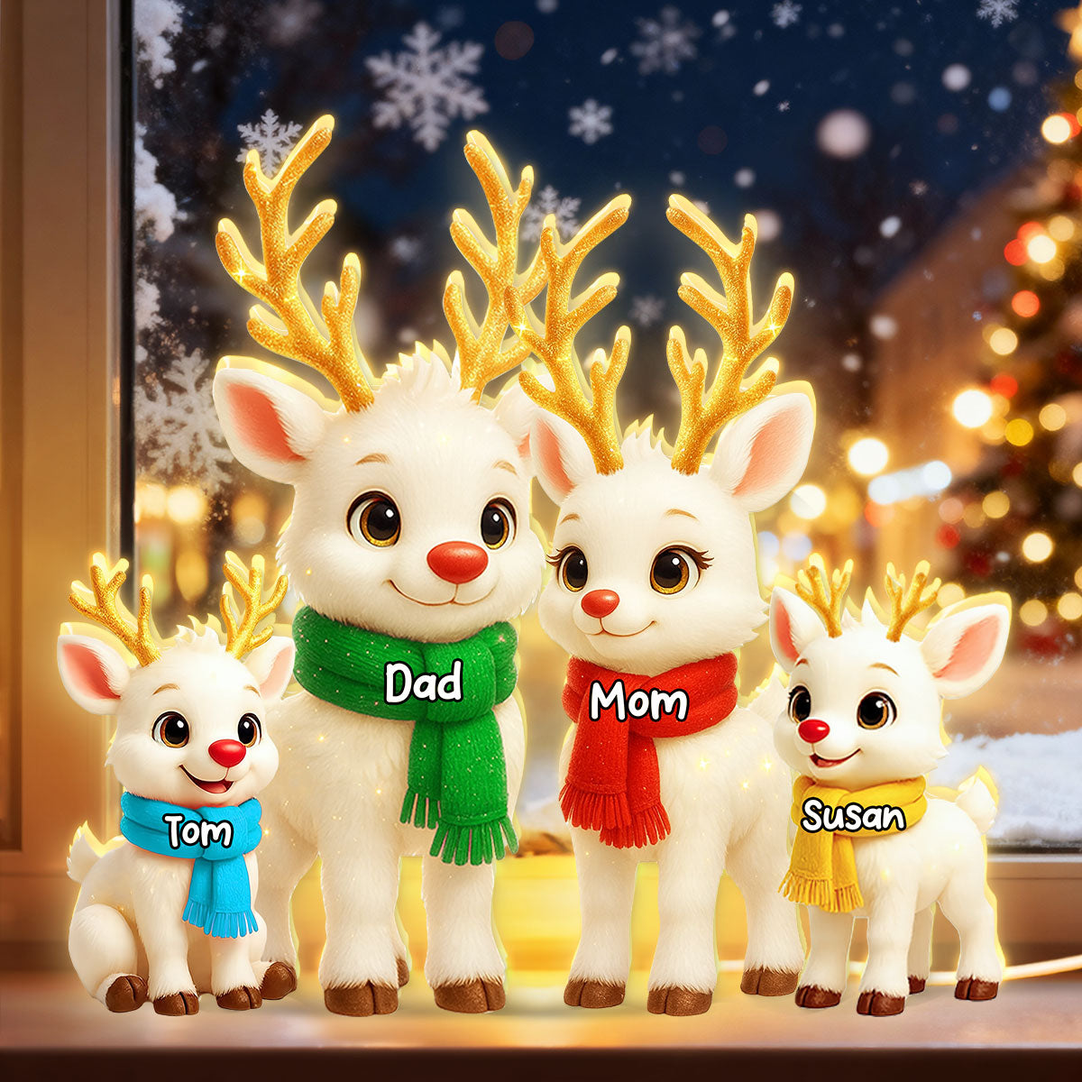 Festive Reindeer Family Members - Personalized Light Box - Christmas Decor for Family