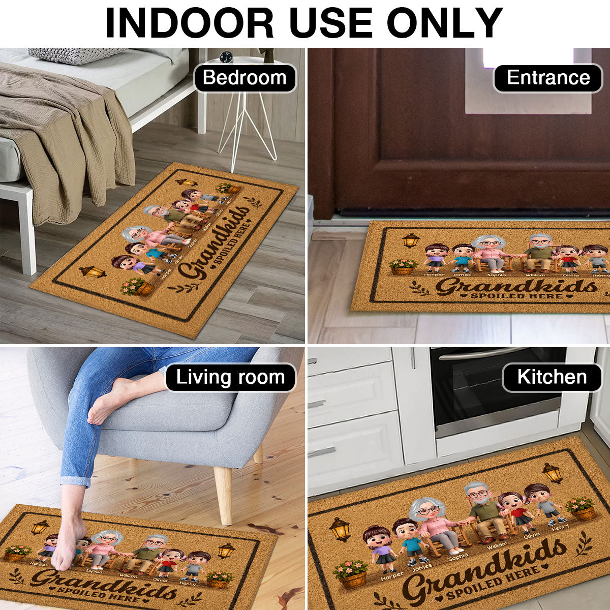 Grandkids Spoiled Here Grandparents & Grandkids - Personalized Doormat - Home Decor Gift For Grandparents