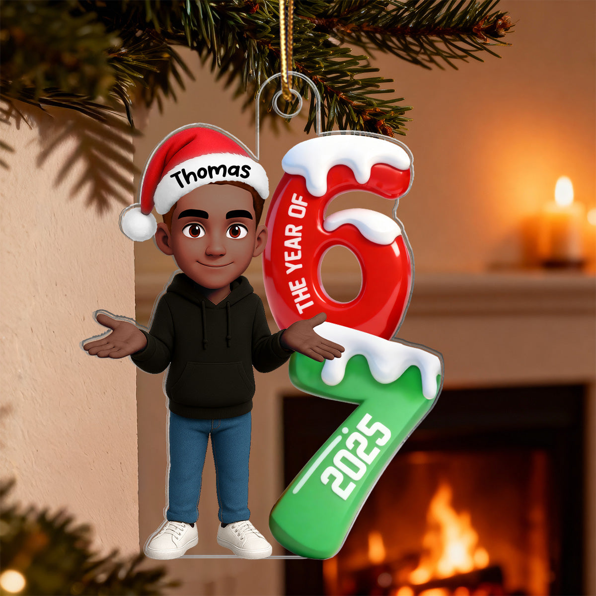 3D Effect 67 Six Seven 2025 Slang Christmas - Personalized Acrylic Ornament - Funny Christmas Gift For Teen, Grandkid, Gen Alpha