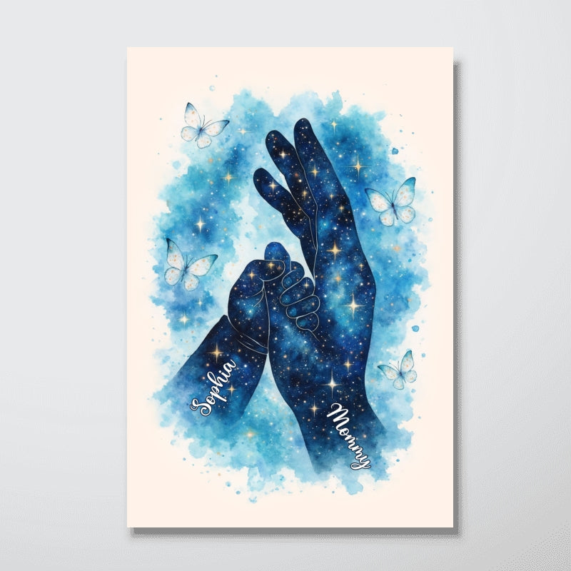 Kids Holding Mom Hand - Personalized Poster - Heartfelt Mother's Day Gift for Mom, Wife